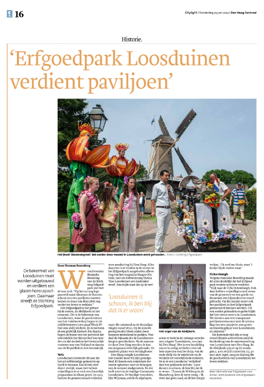 In het afgelopen donderdag verschenen nummer van <a href="/DenHaagCentraal/">Den Haag Centraal</a> een paginagroot artikel van <a href="/hplrosenberg/">Herman Rosenberg</a> over #Erfgoedpark #Loosduinen. website.epublisher.world/denhaagcentraa…