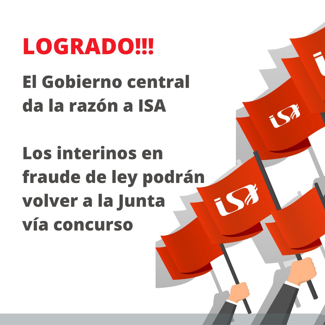 ISAndaluza1's tweet image. Logrado!!! Los 1.000 interinos cesados por la @andaluciajunta tras décadas en fraude de ley podrán recuperar sus puestos. 

El Gobierno ha autorizado una ampliación de las plantillas extraordinaria para ello. 

Accederán vía concurso conforme a la Ley de Estabilización.