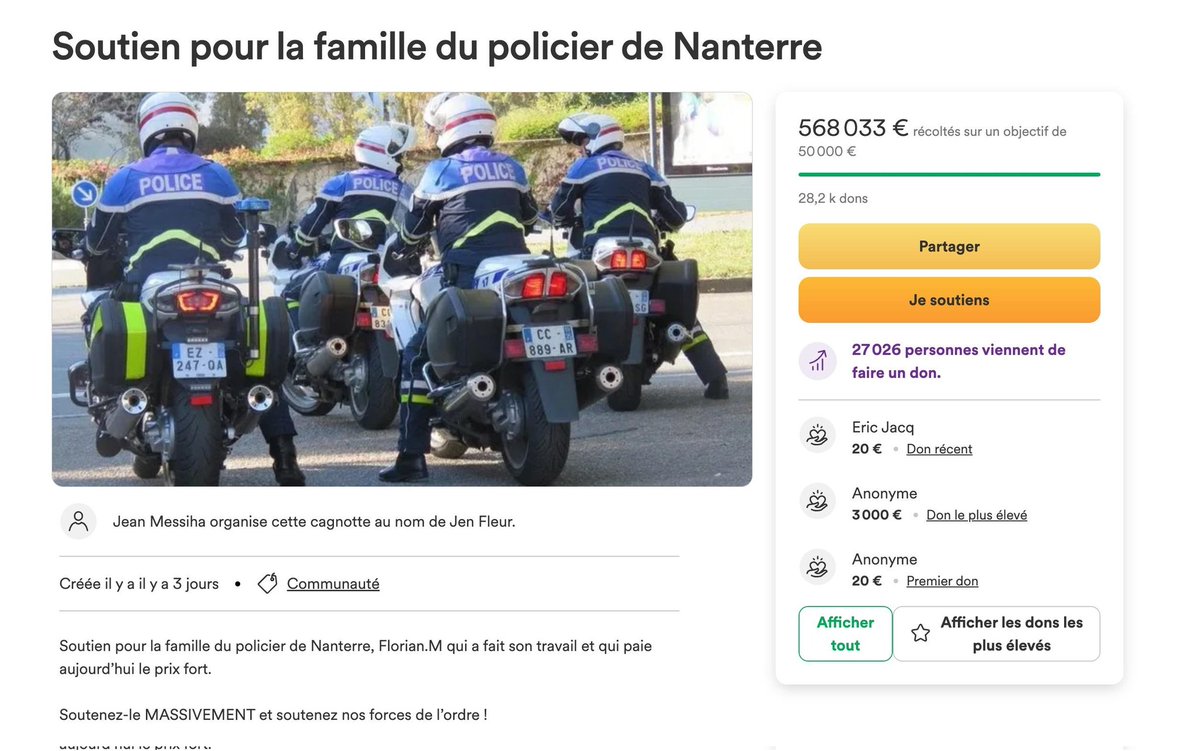 CerveauxNon's tweet photo. Du coup @gofundme c'est ok pour vous de laisser en ligne des cagnottes de soutien à des meurtriers ? Vous êtes solidaires de l'exécution d'un adolescent de 17 ans ? https://t.co/wSZ2aiEkcR
