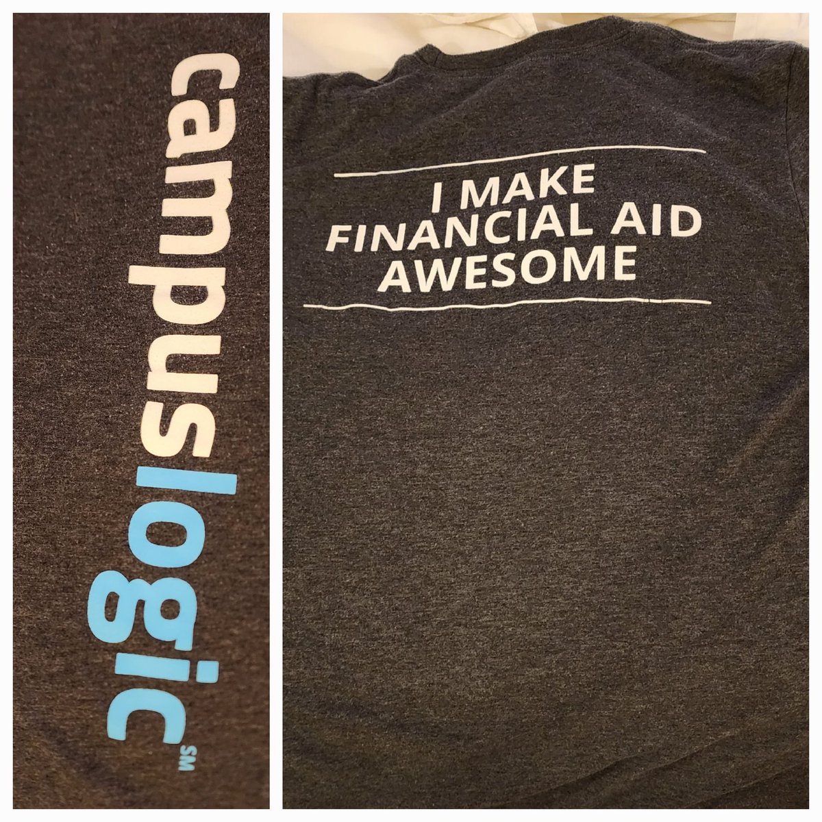 Packing my bag as #nasfaa2023 ends and realized this was my PJ top last night. 

Of all years, the community could have used some swag like this - it is this one.

I miss the message we used to share with FA professionals and the CampusLogic alumi who delivered it.