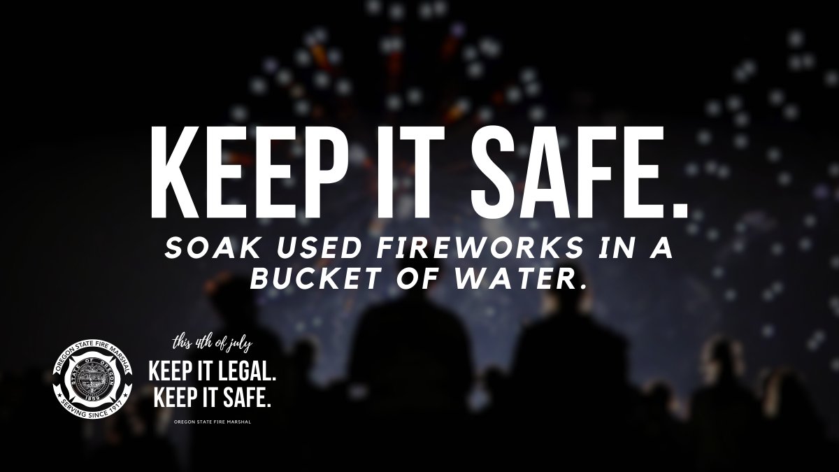 Ready to celebrate the holiday? If fireworks are a part of the plan, have water on hand, light fireworks
one at a time, never relight fireworks, dispose of fireworks properly, and only use legal fireworks. 
#keepitlegal-keepitsafe