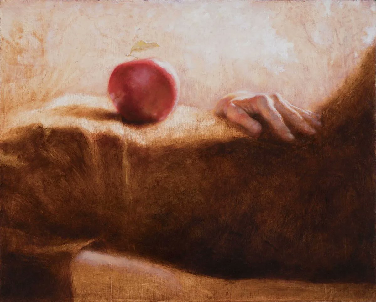 BeautifulBzarre's tweet photo. Is it the placement of the apple, or the way the hand is resting gently perhaps to signify growth? Delve into the intriguing narratives of @kenjcunningham and let these warm sepia tones comfort wherever your thoughts take you. 

This That Is Without, 2022

#beautifulbizarre https://t.co/lj4GmElmST