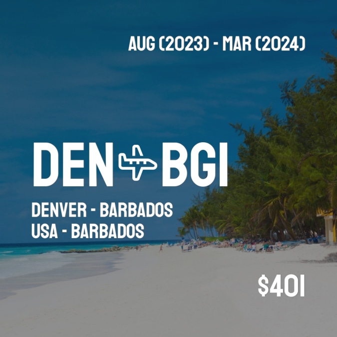 DENCheapDeals's tweet photo. ✈️ Denver (DEN) to Barbados (BGI) for only $401 (USD) roundtrip 💸
674 live dates on Adventure Machine. - get the app on iOS or Android #denver #denversbest #denvercolorado #denverbroncos #denverphotographer #denverblogger https://t.co/zcluvCZskW