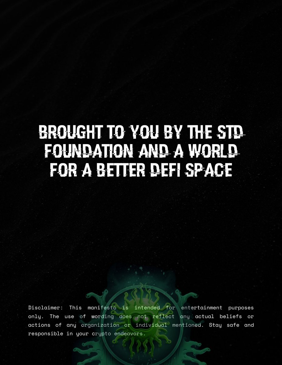 STDERC's tweet image. Unveiling the forbidden secrets of $STD..

The #STDManifesto, whispered in shadows, now emerges from the depths.

Dare to explore the enigmatic realm of $STD at:

🦠🔖 stderc.com/manifesto 🔖🦠

The leaked files beckon.