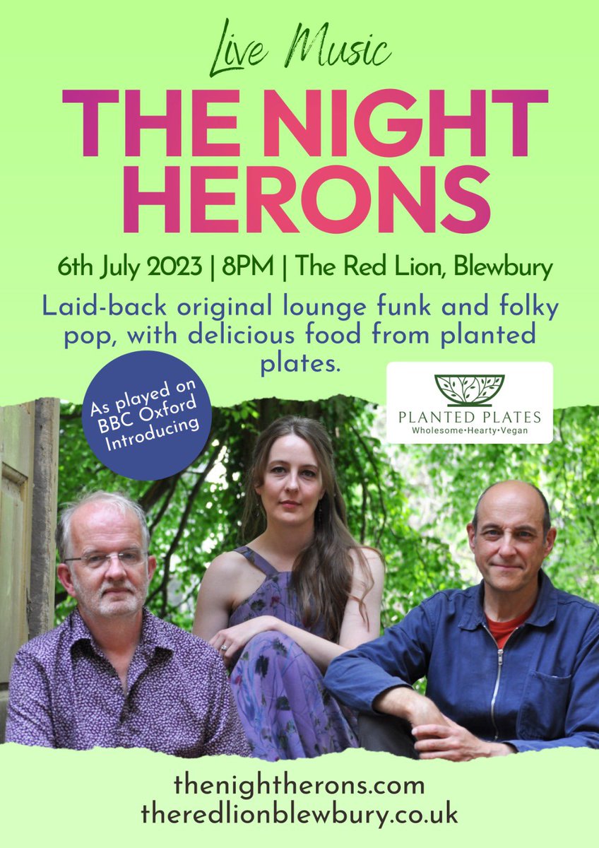 This Thursday, we’re playing at @RedLionBlewbury from 8 - food from plantedplates.co.uk #livemusic #southoxfordshire