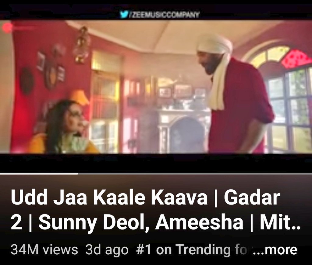TechThinker3's tweet photo. @ZeeMusicCompany  congratulations for #1 trending on YouTube... It's really mesmerizing.. #Gadar2 #music  #LoveStory https://t.co/EfI0MKXKbO