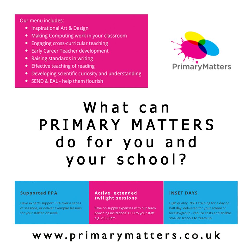2023-2024 academic year bookings now available... 

Many schools are telling us they are struggling with  budget but would love support  We have created a brand new training menu, at an affordable cost, that can be delivered in-school 
primarymatters.co.uk 
#primarymatters