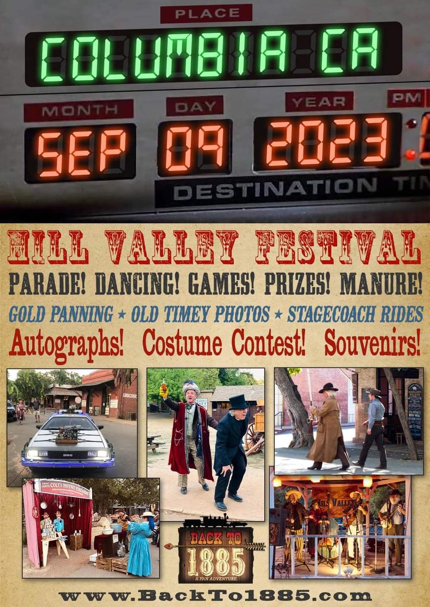 “Back to 1885” A Fan Adventure! September 8-10, 2023 - They’ve Saved the BEST Trip for LAST. Back to the Future Part III event to benefit the Michael J. Fox Foundation! Details at BackTo1885.com