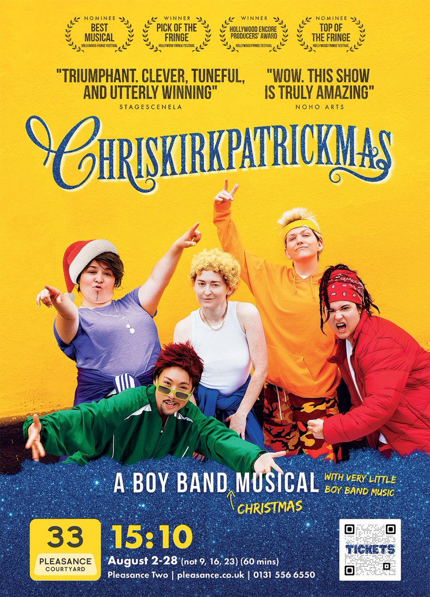 bypaceyscreek's tweet photo. Only ONE MONTH to go! 😱 We can’t wait to share our boy band musical with everyone at #edfringe 🎶🎄✨ #Chriskirkpatrickmas 

🎟️ https://t.co/tdd2m27bkX https://t.co/7trRgPxgX8