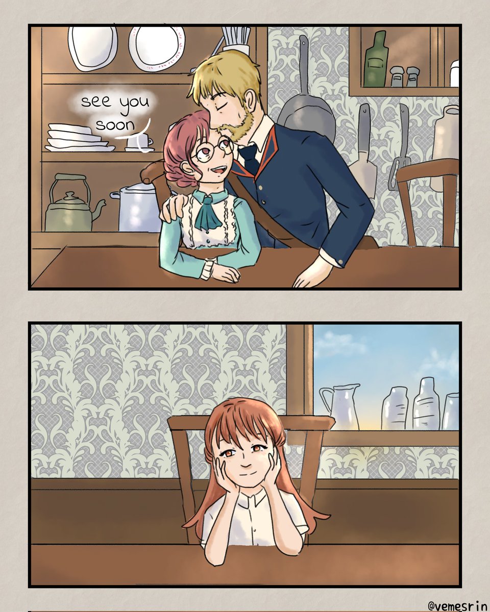Vemesrin_'s tweet photo. Morning routine #lucygrantz #myoc #びクベレ #vichele #helevic #victorgrantz #ビクター・グランツ #helenaadams #ヘレナ・アダムス #identityvpostman #identityvthemindseye #identityv #idv #id5 #identityvships #victorxhelena #identityvsurvivor #第五人格 #art #digitalart #ibispaintx https://t.co/FRfCl2Mwo1
