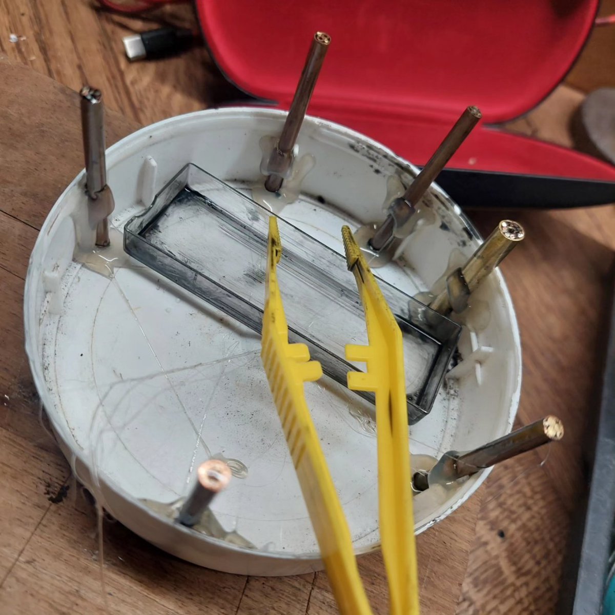 LevitationForge's tweet photo. These fixed blades are getting  along, all #recycledmetal including the guards and handle materials, it takes a bit more work but what is the point of using new materials when there is so much here alread, and some pretty  mosaic pins. #handmade #bladesmith #Scotland https://t.co/DM7FMlknkY