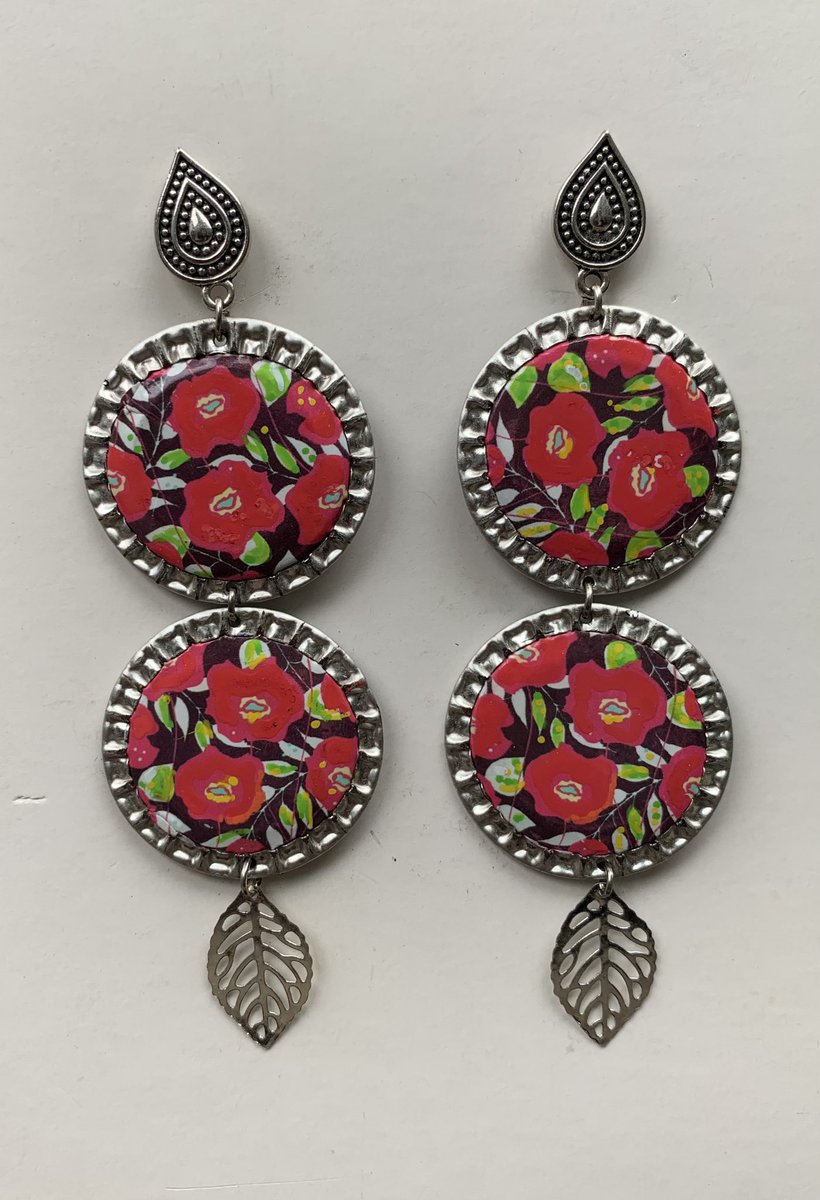 Repurposed double  Bottle Top Earrings made by me on Instagram as <a href="/re/">Re</a>.creart 
These are available now from The Jade Tree Norwich