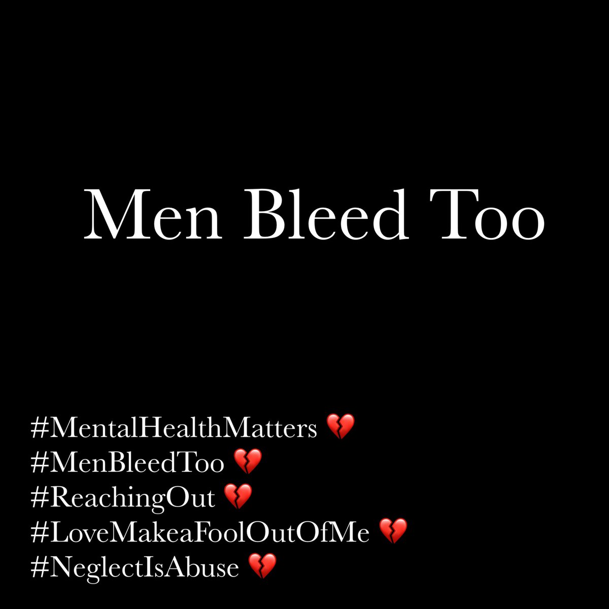 StepneyWall's tweet photo. #MenBleedToo ๐ #MentalHealthMatters ๐
#ReachingOut ๐ https://t.co/571gNGLiPK