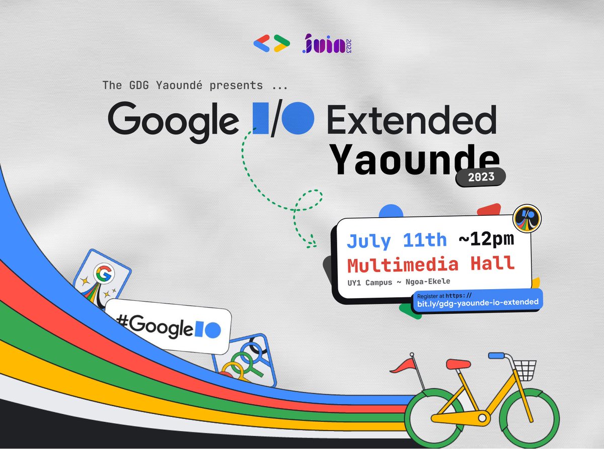 Cette année, le #GoogleIO du <a href="/GDGYaounde/">GDG Yaoundé #BuildwithAI</a> c’est durant la semaine des #JUIN 

Come and attend this week that promises to be exciting 🤩
#GDGYaounde
#juin2023
#comsas