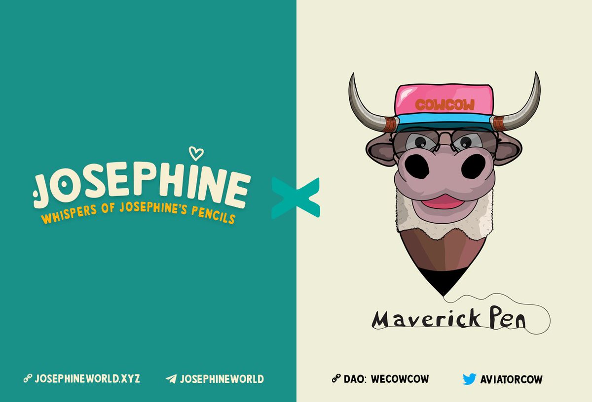 JosephinePencil's tweet photo. ✈️ BIG PARTNERSHIP ALERT ✈️

‘’Q: Why do 747s have humps? 
A: So the aviator can sit on his wallet.’’

🤝 We're very proud to announce our game-changing partnership with the @AviatorCOW, the subDAO from the most popular project in multiversX, @wecowcow! 🛩️

🎉 Teaming up, we're set to redefine the NFT world creating an unique pencil with the most valuable rewards. ✏️Prepare for a collision of art and technology, unlocking new realms of utilities and value. Stay tuned for extraordinary collaborations! 🎨🖌️🐮 

https://t.co/4HrCuVwlT0

#WeCowCow #JosephineNFT #AviatorCOW  #MultiversX