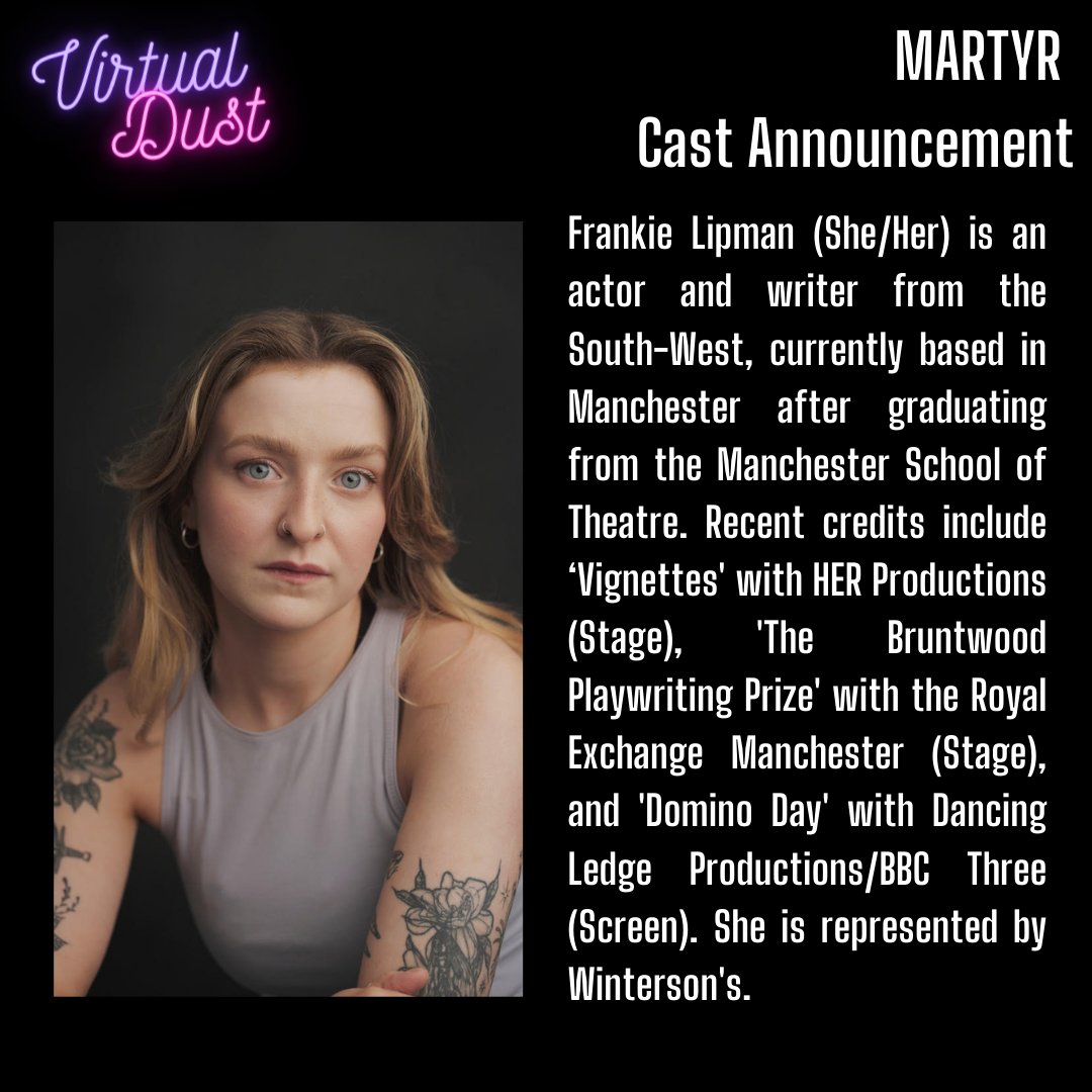 JuicyActingAnt's tweet photo. THERE SHE ISSSS @_StaceyColeman 😂. Ending our #VirtualDust casting announcements with a big 💥 is the counterpart to @InParallelProd, the SUBLIME Stacey 🤩😍. #MARTYR isn't stopping there though as we've got Frankie Lipman &amp; Samantha Grace Wells too 🔥🔥 
Congratulations 👏🏻xxx https://t.co/rbmoTLJX3f
