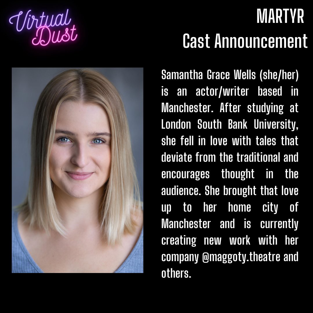 JuicyActingAnt's tweet photo. THERE SHE ISSSS @_StaceyColeman 😂. Ending our #VirtualDust casting announcements with a big 💥 is the counterpart to @InParallelProd, the SUBLIME Stacey 🤩😍. #MARTYR isn't stopping there though as we've got Frankie Lipman &amp; Samantha Grace Wells too 🔥🔥 
Congratulations 👏🏻xxx https://t.co/rbmoTLJX3f