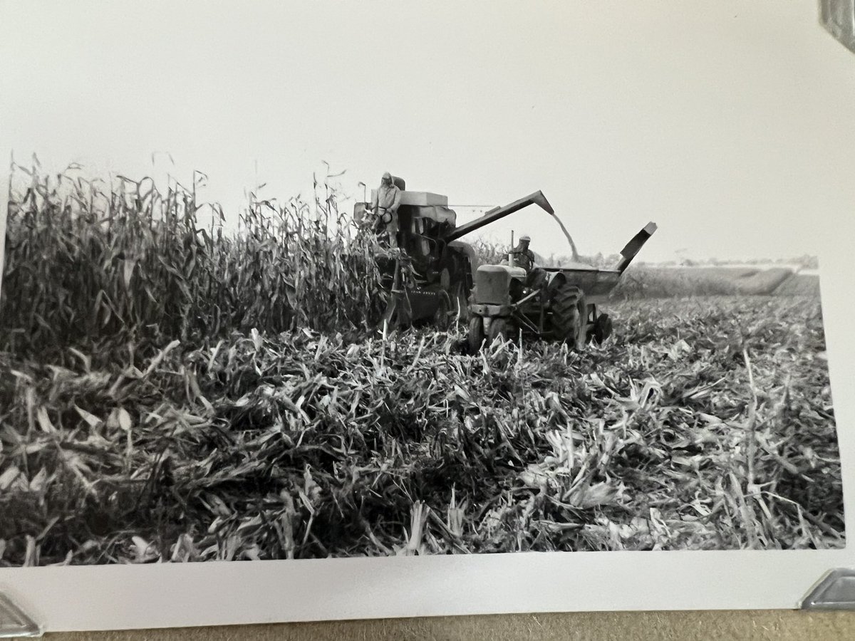 krabbew's tweet photo. My Dad brought over his WD and hooked up to my Grandpa Wiggins ‘grain cart’ to help with harvest That’s G’pa on combine on his farm near Mason, OH 1963.  Never saw these until yesterday #AgTwitter #harvest https://t.co/txoCcLlhcJ