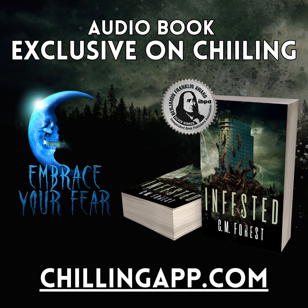 'A claustrophobic chamber piece set inside a modern apartment tower, C.M. Forest's Infested has the gritty feel of early Cronenberg and Romero. The wild, fast-moving plot and gruesome set.' —Nick Cutter author of The Troop and The Deep chillingapp.com #audio #audiobook