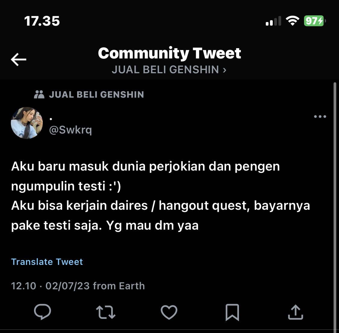 [ A THREAD ]

HELP RT &amp; REPORT AND BLOCK AKUN @Swkrq ‼️

🚨 SCAMMER BERKEDOK FREE JOKI 🚨
