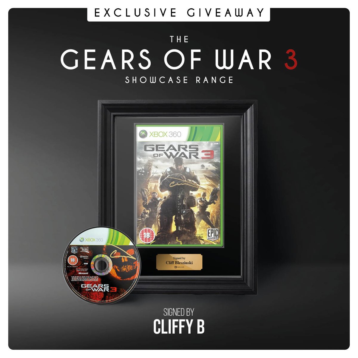 FrameAGame's tweet image. EXCLUSIVE GIVEAWAY!

Win a framed copy of #GearsofWar3 signed by @therealcliffyb!

To enter:
1️⃣  Follow @FrameAGame
2️⃣  Retweet
3️⃣  Find the code word on my site (see rules in thread)

Closes 09.07.23 at 12pm BST

Open to everyone! 🫡