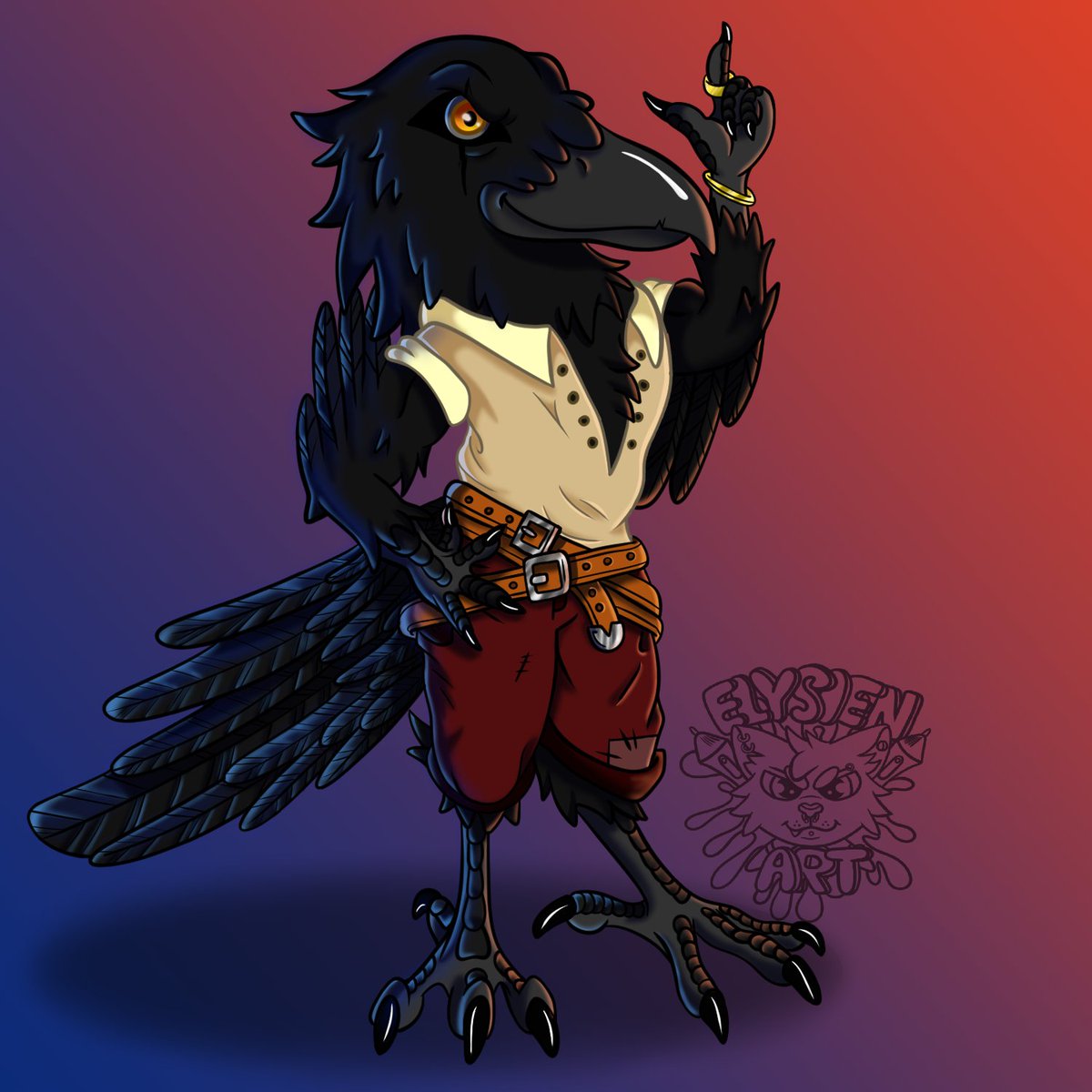Elysienart's tweet photo. Turn old into new :D! I have redrawn one of my first pictures with my current possibilities :)

#art #digitalart #CartoonArt #furryart #crow #xppen #ClipStudioPaint https://t.co/3R7UwldW18