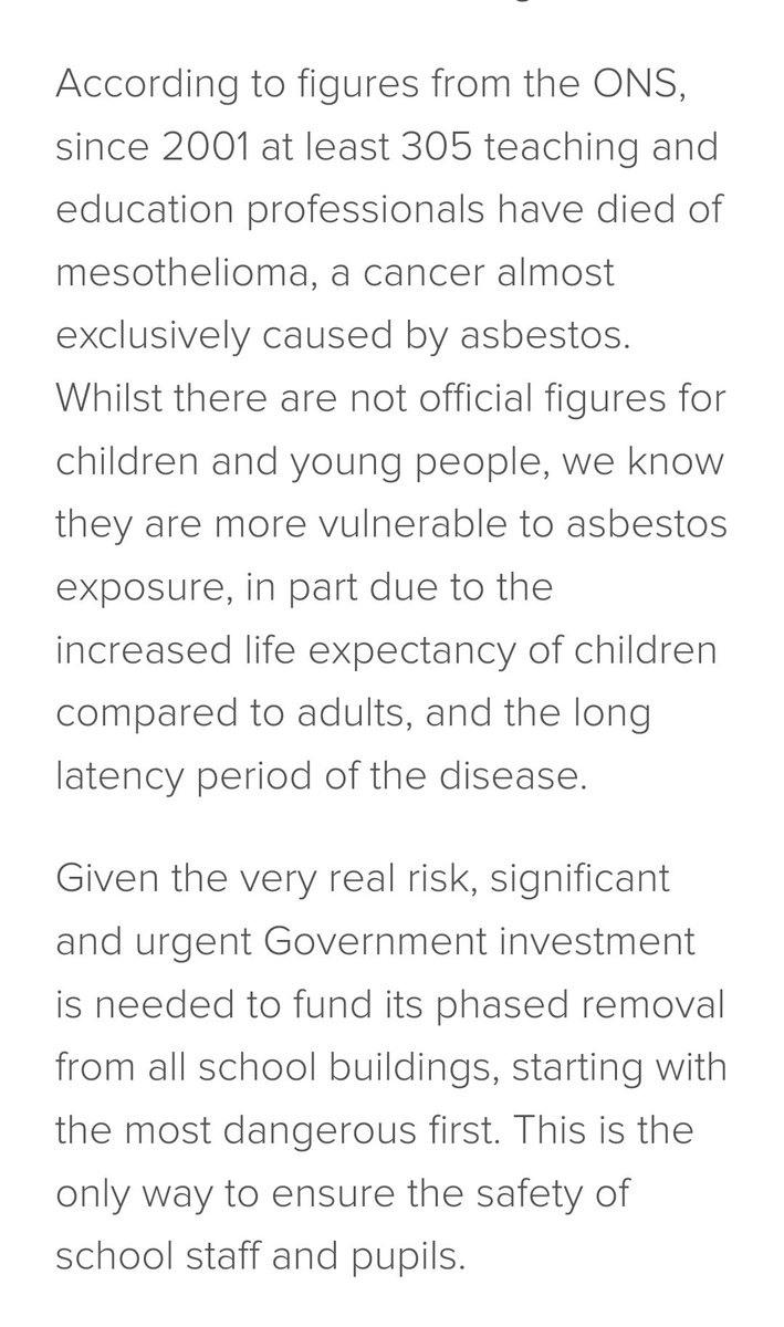CleanAirClassrm's tweet photo. #AesbestosInSchools
@TheJUAC 
Since 2001, at least 305 Teaching &amp; Education Professionals have died of mesothelioma cancer.'....' there are no 'official figures for children and young people '
https://t.co/MFQf2HdEWW https://t.co/Ofls8mjuqK