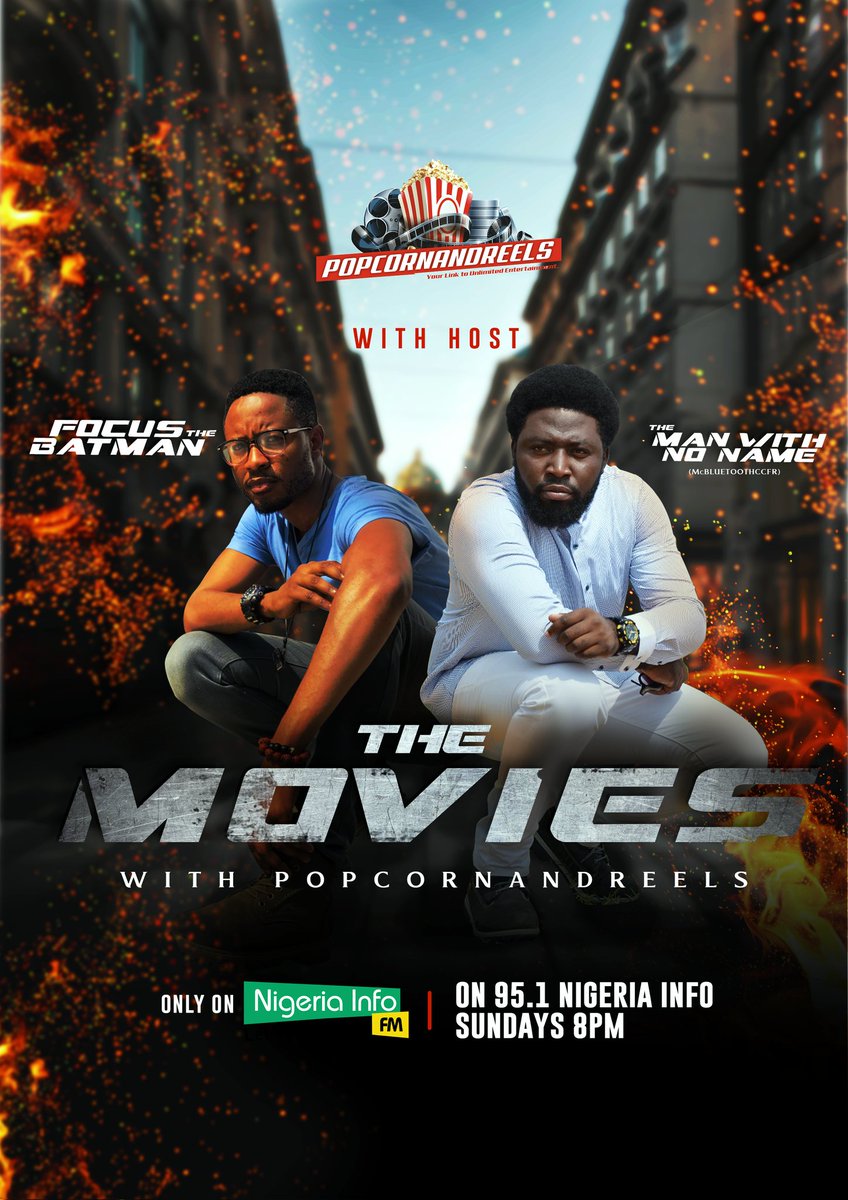 popcornandreels's tweet photo. The journey begins
Movie buffs Assemble
#TheMovies with #Popcornandreels is back on radio
Starting Today Sunday 8pm on 95.1 @NigeriaInfoAbj
With your host @mcbluetoothccfr @fokiss & the Usual Suspects
Tag a movie buff and set your reminders https://t.co/Lp69VoQ1Gs