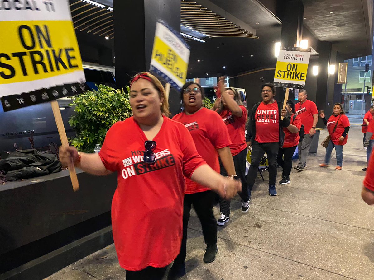 BREAKING: Southern California hotel workers are ON STRIKE! Thousands walked off the job at properties across DTLA &amp; Santa Monica. Dozens more properties remain without a Union contract. Visiting the area? Don't be a scab! Where are we striking? Learn more ⤵️ #SoCalHotelStrike