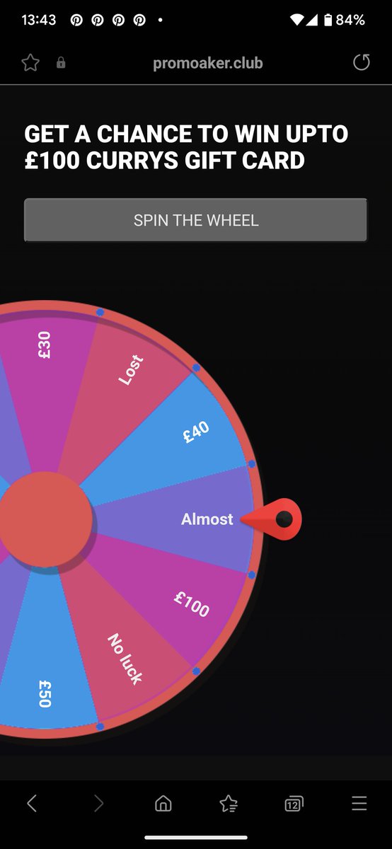 MadTom__'s tweet photo. @CurrysServices are you aware that the first result on Google - a sponsored ad shows Currys but in fact redirects to some spin the wheel scam? Appears to try to go to Currys but then redirects to the scam site. https://t.co/M67zldbRp1