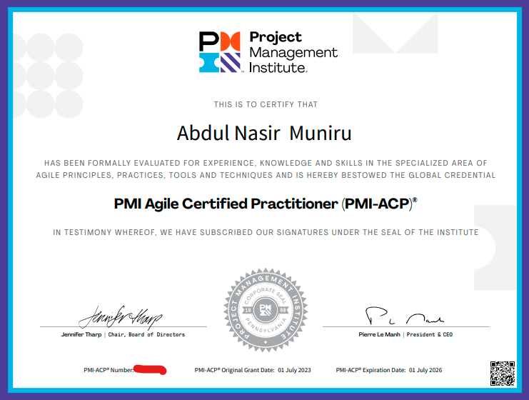 NashTGC's tweet photo. 🎉 Excited to Announce My PMI-ACP Certification Achievement! 🌟
I am thrilled to share that I have successfully obtained my PMI-ACP.
#PMIACP #AgileProjectManagement #CertificationAchievement #ContinuousLearning #ProjectManagement #AgileCertification https://t.co/BqRpFOm6q1