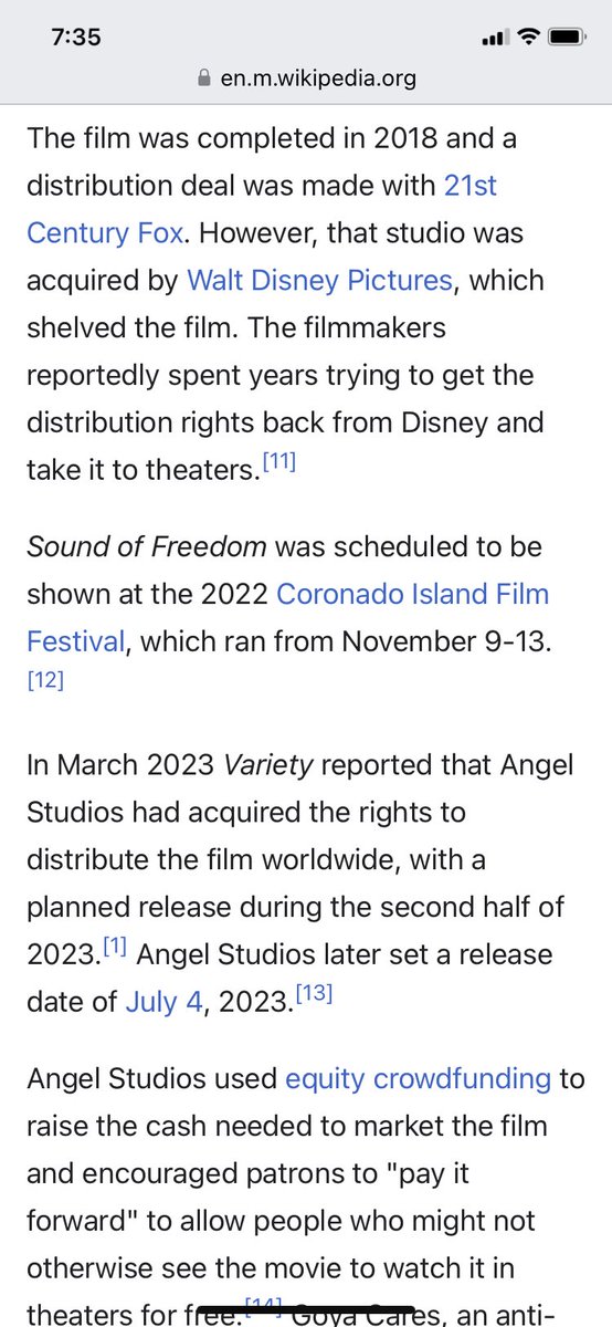 RedRising11's tweet photo. 🔥 Sound of Freedom was originally produced in 2018. DISNEY bought & SHELVED #SoundOfFreedom refusing to release it. 🧐 Why wouldn’t Disney want us to see human trafficked children saved? It took @AngelStudiosInc & @ElonMusk to get this movie to the public. GOD’S CHILDREN ARE NOT FOR SALE 🔥 BUY YOUR TICKETS NOW #GibsonChallenge TY Elon & Angel Studios.🙏🏻