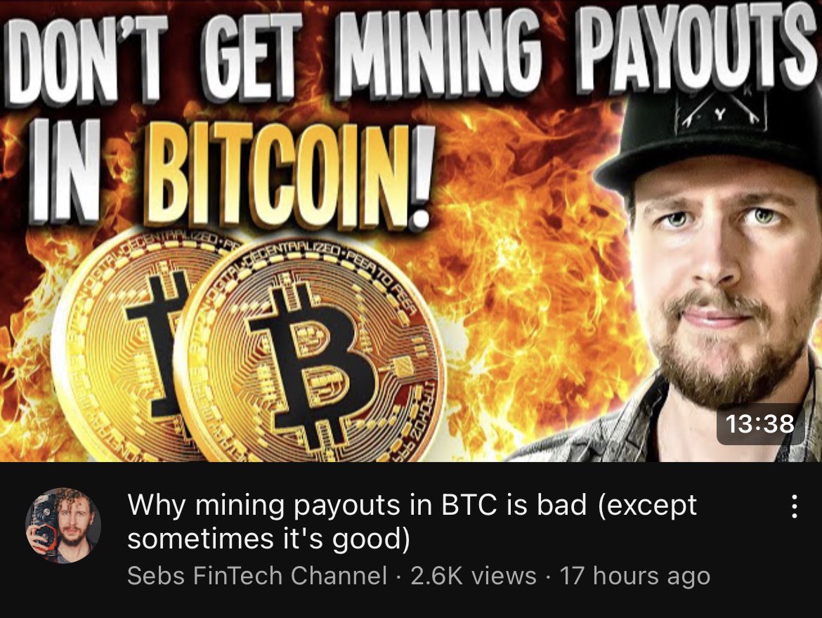 sebhezlo's tweet image. Should you get your mining payouts in Bitcoin? How can we know if it’s a good idea or not? Learn all about it in the video I posted yesterday evening!

Video link: youtu.be/CQMoLSlFco0

#GPUmining $BTC