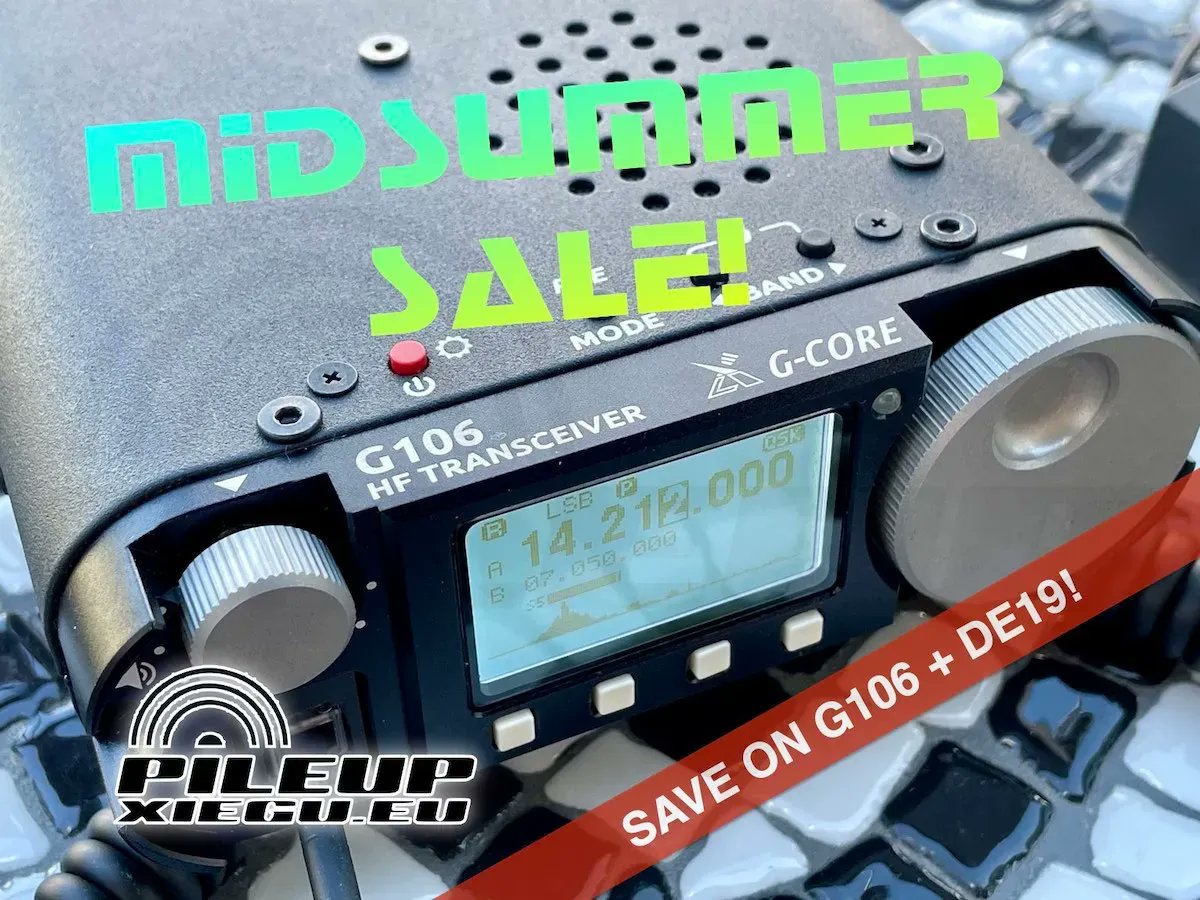 pileupdx's tweet photo. Today is LAST DAY of our "Midsummer Sale"! Save 78€ when buying a Xiegu #G106 and DE19 USB Digimodes Interface together! Need something else? See all deals here! https://t.co/2cWdvSHUFr #hamradio #radiosport #SDR #QRP #X6100 #FTDX10 #SunSDR2DX #ModMic #Inrad #Yaesu #Xiegu #FHN https://t.co/U5GNm2zzA5