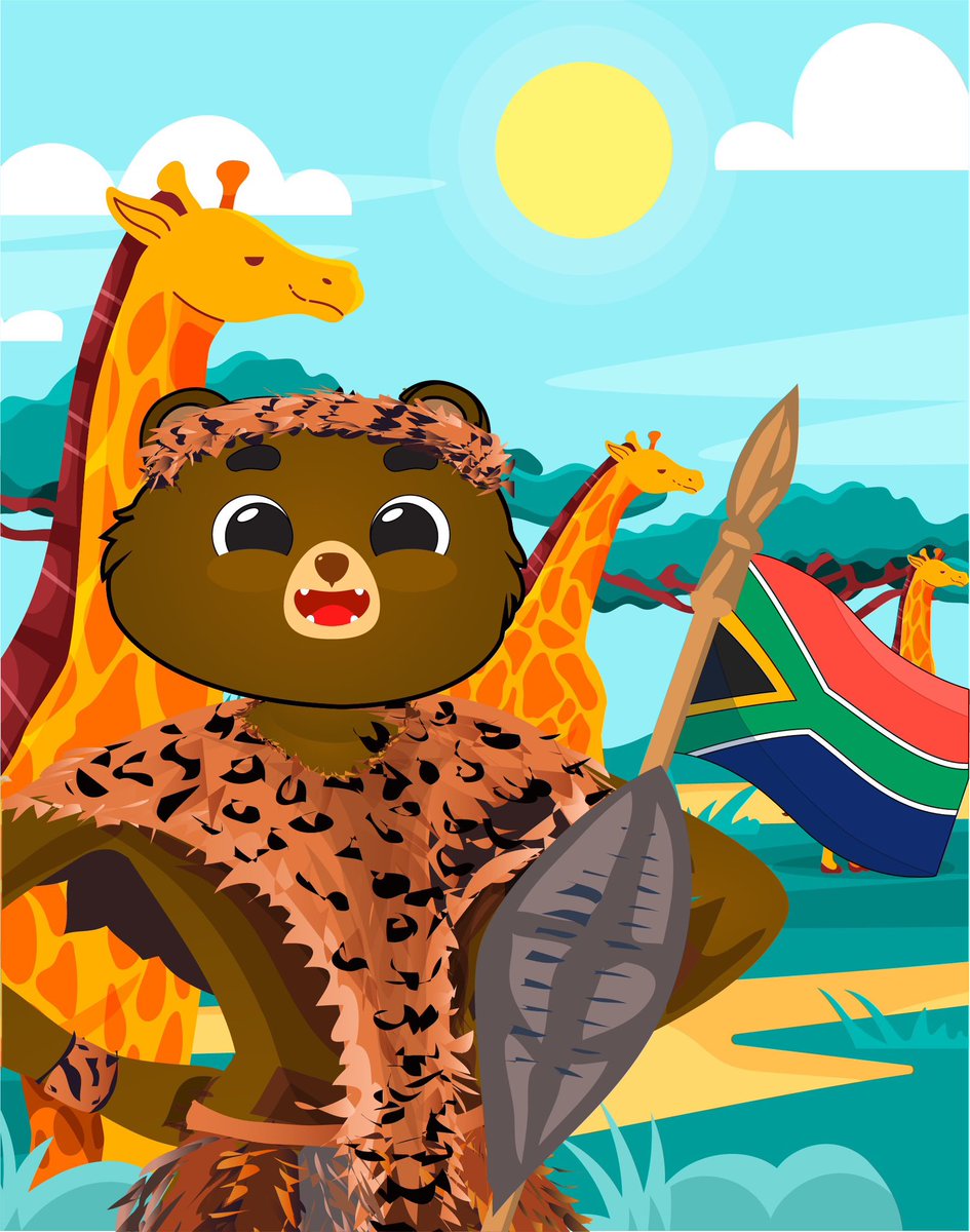 With the purpose of sharing #BOBOCulture- love culture. We create $BOBO wearing traditional cosumes in each country in order to show the respecting the cultural values of each others! 

#BOBO in South Africa traditional costume!
All for free and everyone can use it. 

<a href="/BOBO_Erc20/">🐻BOBO🐻</a>