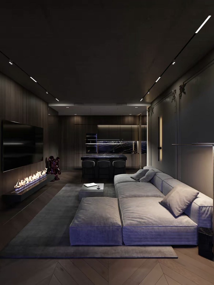 INTERIORPORN1's tweet photo. this dark interior living space >>> https://t.co/WQnPhjshZr