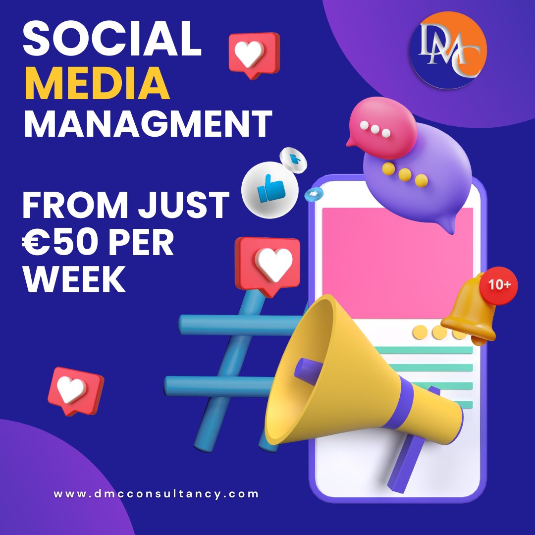 🚀 Take your social media presence to new heights with DMC Consultancy! We're here to look after all your social media accounts and skyrocket your online success! 💥

#DMCConsultancy #SocialMediaManagement #OnlinePresence #BoostYourBrand #StandOutFromTheCrowd