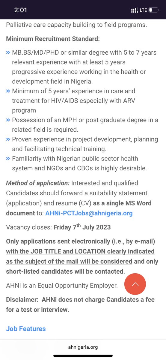 Senior Technical Officer - Pediatric HIV & PMTCT
Location: Delta 

mailto:AHNi-PCTJobs@ahnigeria.org