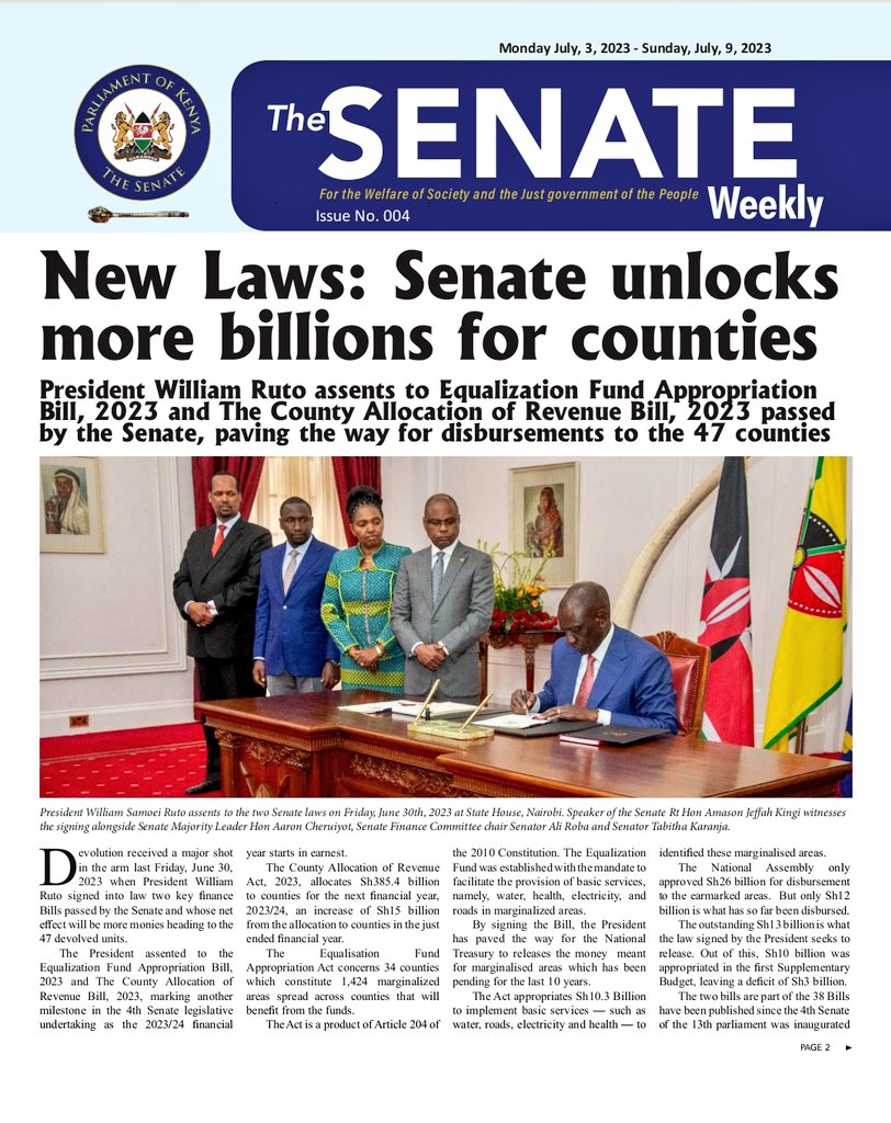HonAmasonKingi's tweet photo. Get incisive, up-to-date news on the Senate of the Republic of Kenya in The 
@Senate_KE Weekly #Senateweekly https://t.co/HmIERzQCY4