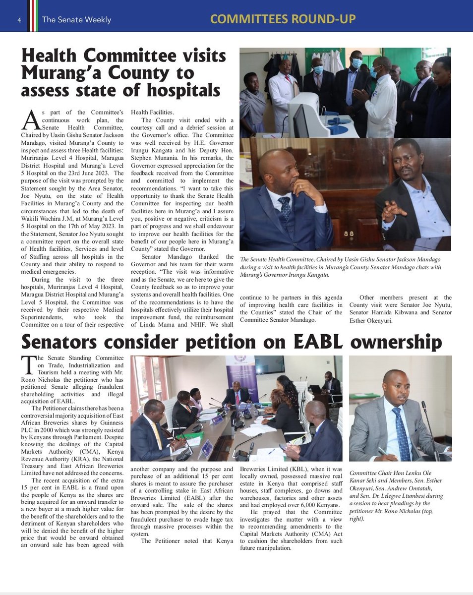 HonAmasonKingi's tweet photo. Get incisive, up-to-date news on the Senate of the Republic of Kenya in The 
@Senate_KE Weekly #Senateweekly https://t.co/HmIERzQCY4