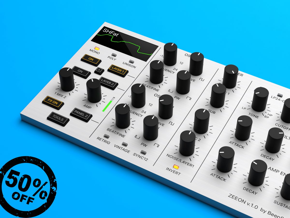 Zeeon synth 50% off (AUv3, iOS,  Mac with Apple Chip). Limited time offer. apps.apple.com/pl/app/zeeon-s…