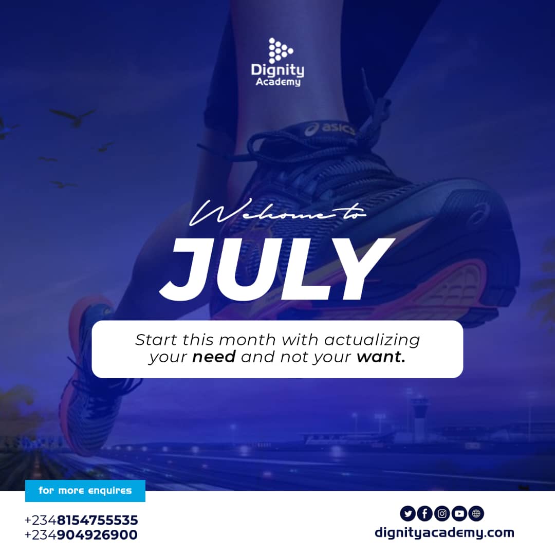 DignityAcademy's tweet photo. It's never too late to send JULY's wishes

May you experience Joy all through.

Do what is necessary, attend to your NEED first.

Make trainings and seminars your friend for growth.

Have a wonderful experience in July.

#happynewmonth
#dignitytechnology 
#dignityacademy 
#July https://t.co/jYtwpNiHA5