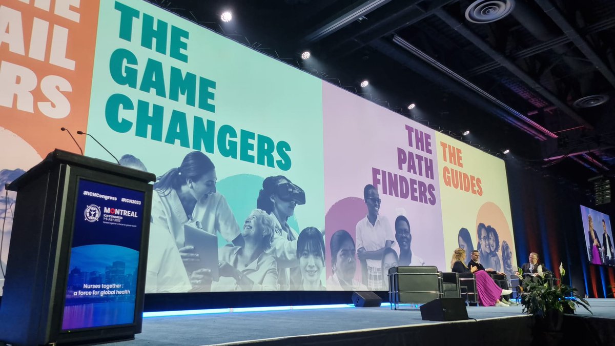 ICNurses's tweet photo. At #ICNCongress Plenary session on @BBCStoryworks series "Caring with Courage" Simon Shelley, VP Programme Partnership: “We wanted to concentrate on the opportunity #nurses have to shape #healthcare.” #ICN2023 https://t.co/VOYdh9f2N6