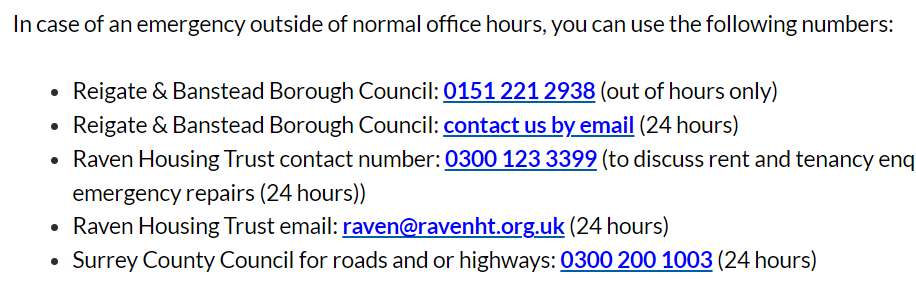 @GreenWoodhatch @CllrKingSPW @reigatebanstead There are emergency contacts on the council website, but I think you did the best thing and cleared it up. Thank you.