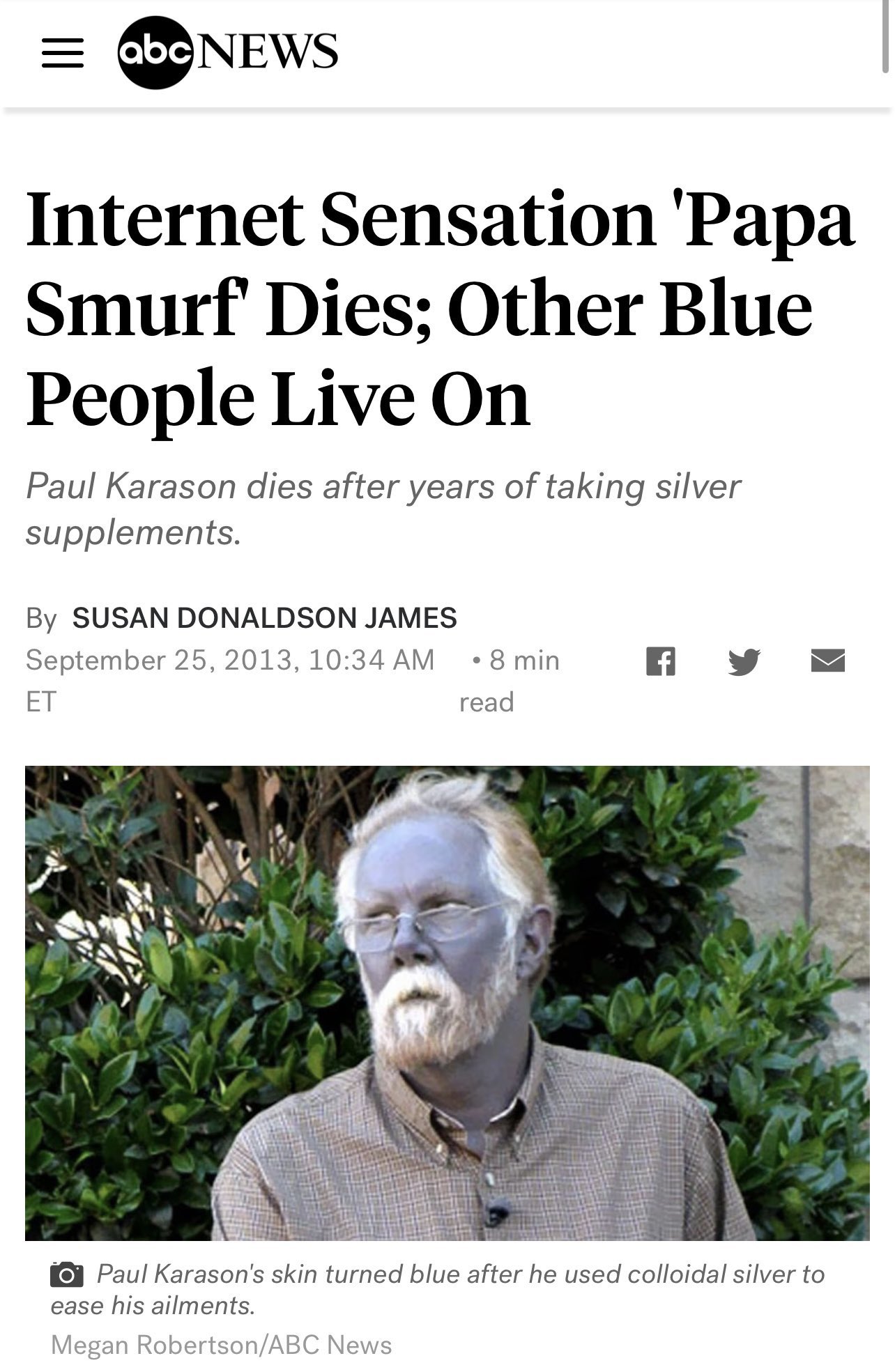 Internet Sensation 'Papa Smurf' Dies; Other Blue People Live On - ABC News