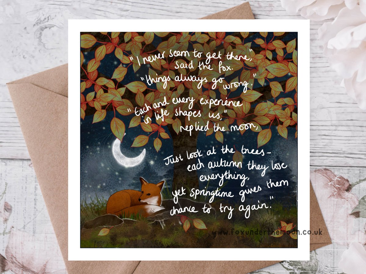 Fox_Under_The's tweet photo. Try again

“I never seem to get there,” said the fox, “things always go wrong.”

“Each and every experience in life shapes us,” replied the moon, “just look at the trees - each autumn they lose everything, yet springtime gives them chance to try again.”

https://t.co/Va0hxGf9QC https://t.co/rl9bRhK4Qs