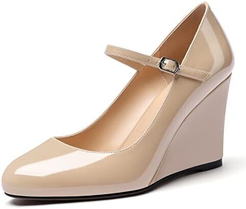 Soireelady Women Mary Jane Wedges Round Toe High Heel Pumps Adjustable Buckle Wedge Heels Pantent Leather Classic High Heels Elegant Dress Shoes for Party, Wedding, and Evening 3.15Inch... bit.ly/3raAqyz