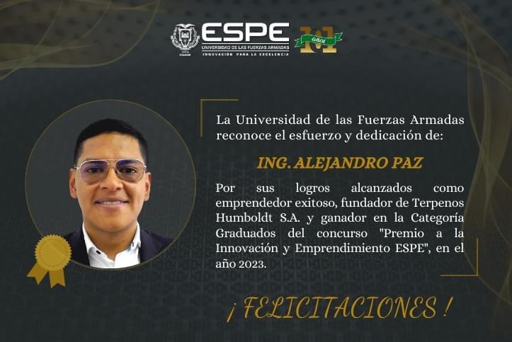 Orgullosos de nuestros graduados !!! Felicitaciones a Alejandro Paz #biotecnología <a href="/ESPEU/">ESPE</a> <a href="/DeAeib/">Asociación de Estudiantes AEIB-ESPE</a>