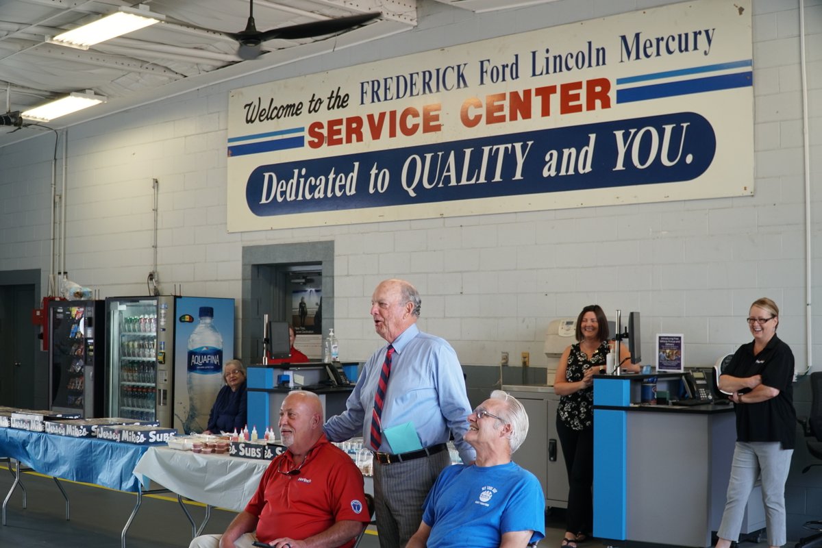 HertrichFam's tweet photo. Last week, Frederick Ford in Seaford, Delaware, honored two incredible employees as they achieved their retirement. Service Technician Bobby Russel and Detail Manager Ron Evans served the Hertrich Family and the Seaford team for over 18 and 16 years, respectively. Congrats! https://t.co/Ylw7LZbXnM