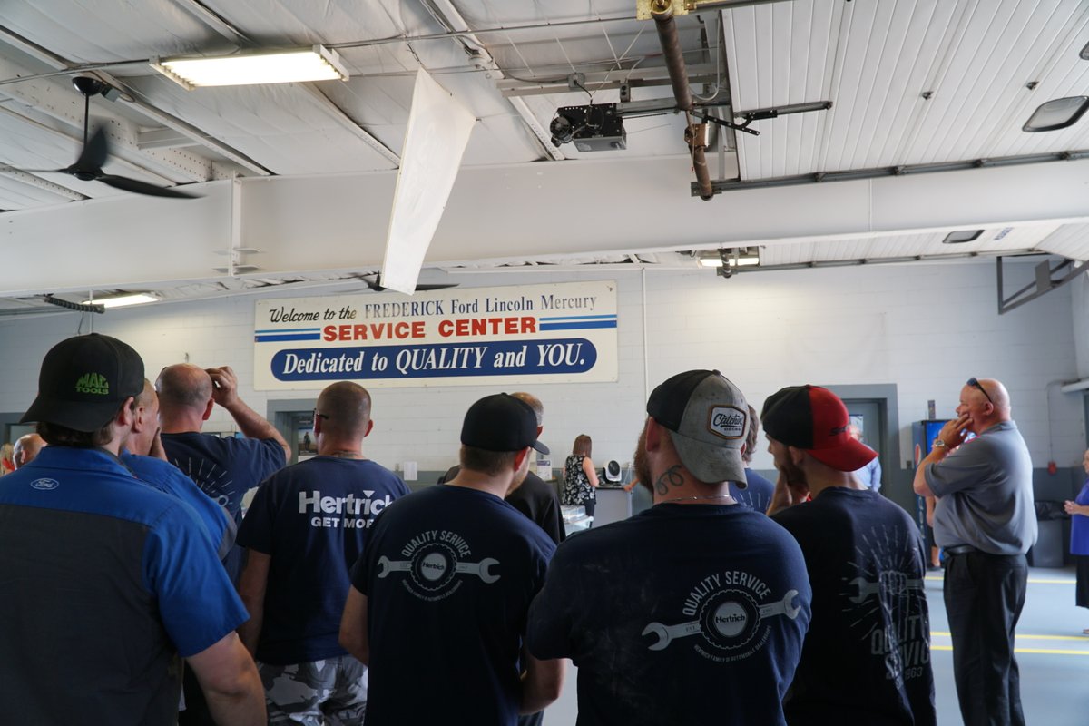 HertrichFam's tweet photo. Last week, Frederick Ford in Seaford, Delaware, honored two incredible employees as they achieved their retirement. Service Technician Bobby Russel and Detail Manager Ron Evans served the Hertrich Family and the Seaford team for over 18 and 16 years, respectively. Congrats! https://t.co/Ylw7LZbXnM
